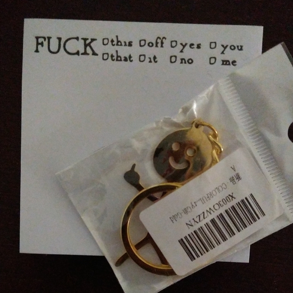 Explicit Gold Smiley Face Keychain & Sticky Notes